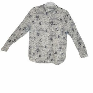 CLASSIC scenic Hawaii map print button up cotton‎ shirt XL